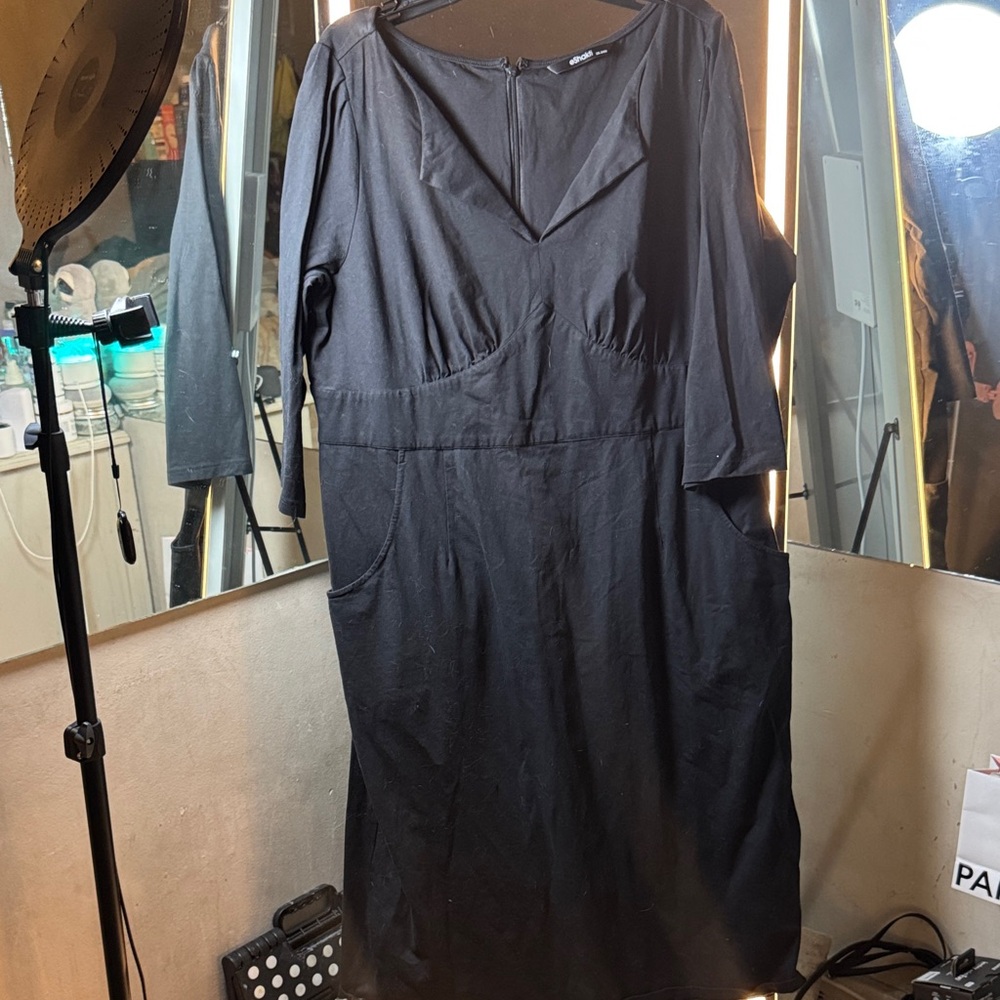 eShakti Black Long Sleeve Dress